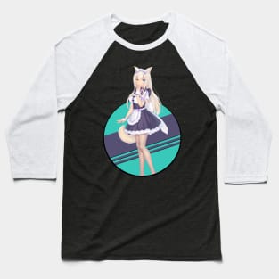 Cute Neko Anime Maid Baseball T-Shirt